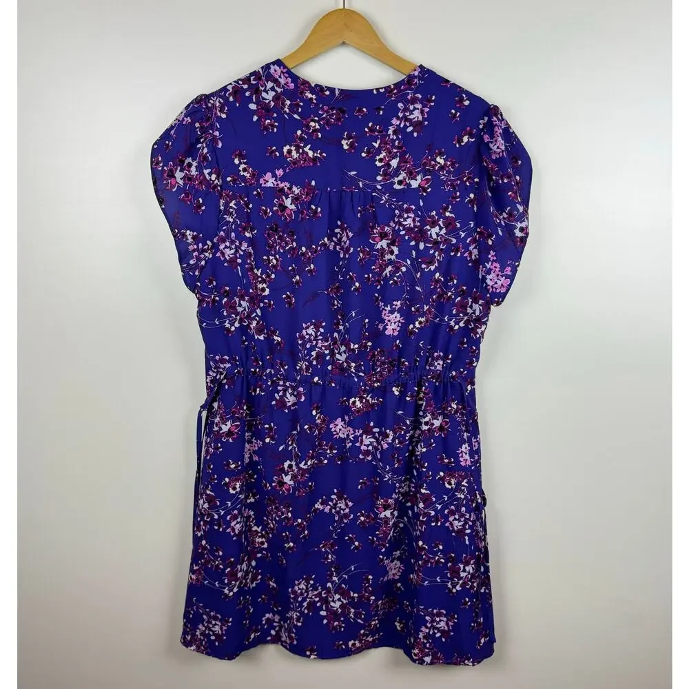 41 Hawthorn Womens Floral Cinched Waist Mini Dress in Purple Sz 1X | Feminine - Picture 9 of 15
